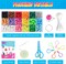Beads for Crafts, Pony Beads Keychain Making Kit, Bead Pets Art Crafts for Kids Beginners, Birthday Party DIY Craft for Girls Boys (1500 Bead, 30 Designs)